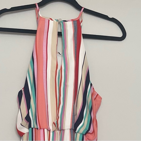 Bailey Blue Halter Dress Striped Multi Color High Low - Medium - Picture 3 of 8